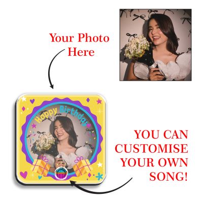 Personalized Happy Birthday Musical Fridge Magnet with Music Speaker Birthday Gift for Girlfriend, Wife, Sister & Friends Rechargeable Sound Speaker, Birthday Return Gift Idea